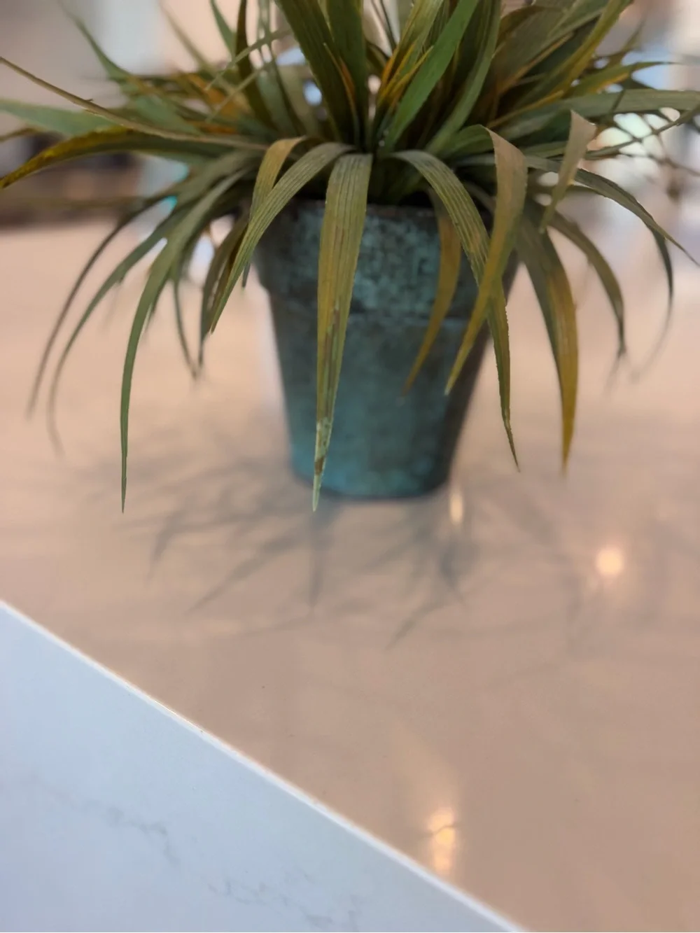 Michaels Faux Green Grass Arrangement in Patina Green Planter
